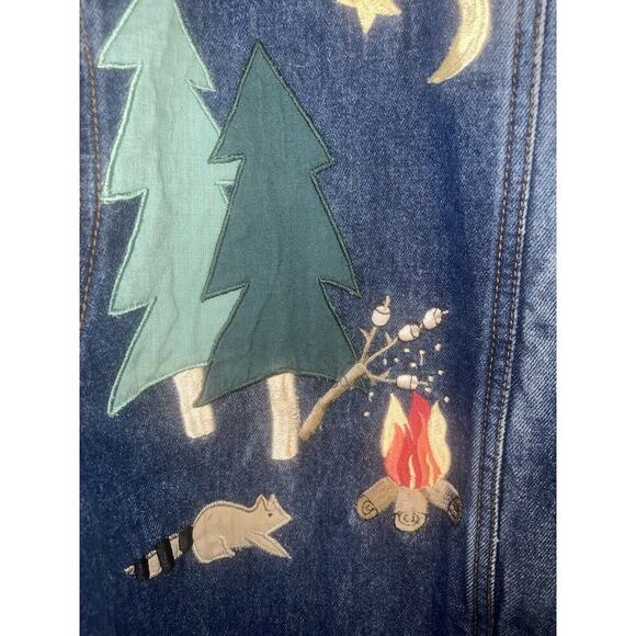 Christopher & Banks Women’s Embroidered Denim Jacket Camping Blue Large VINTAGE - Picture 2 of 10